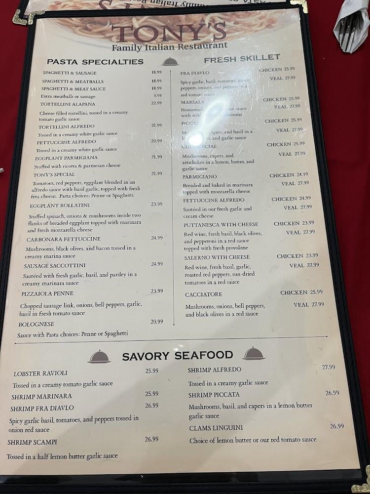 Tony's Family Italian Restaurant Menu image 3
